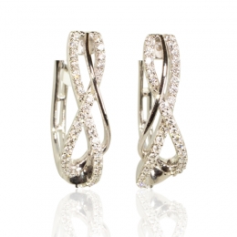 Spiral Diamond Huggies Earrings