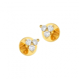 18K Yellow Gold Diamond Trio Cluster Stud Earrings