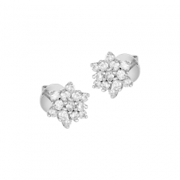 18K White Gold Diamond Star shaped Stud Earrings