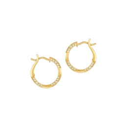 18K Yellow Gold Diamond Huggies Earrings