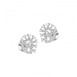 18K White Gold Diamond Curve Encrusted Stud Earrings