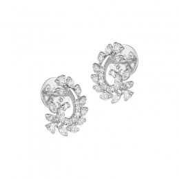 18K White Gold and Diamond Spiral Stud Earrings