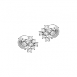18K White Gold Diamond Cluster Stud Earrings