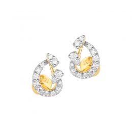 18K Yellow Gold Diamond Abstract Stud Earrings