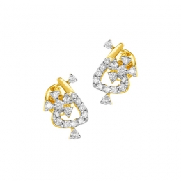 18K Two tone Gold Diamond Abstract Stud Earrings