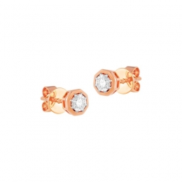 18K Rose Gold Diamond Simple Stud Earrings