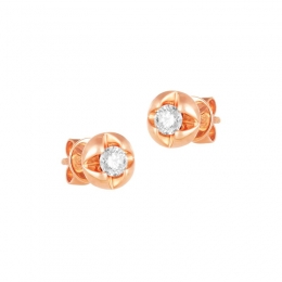 18K Rose Gold Diamond Simple Stud Earrings