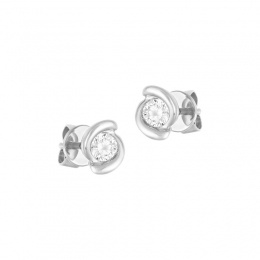 18K White Gold Diamond Simple Spiral Stud Earrings