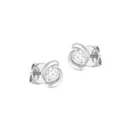 18K White Gold Diamond Simple Spiral Stud Earrings