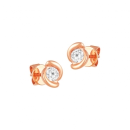 18K Rose Gold Diamond Simple Spiral Stud Earrings