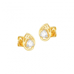 18K Yellow Gold Diamond Teardrop Stud Earrings