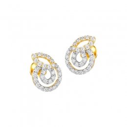 18K Two tone Gold Diamond Abstract Swirl Earrings