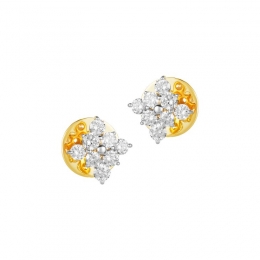 18K Two tone Gold Diamond Rhombus Cluster Stud Earrings