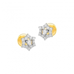 18K White Gold Diamond Star Stud Earrings