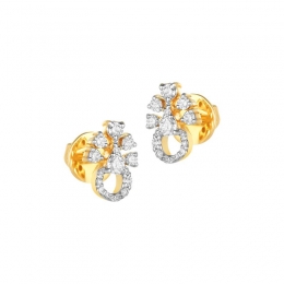18K Two tone Gold Diamond Elegant Stud Earrings