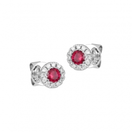 18K White Gold Diamond Halo Stud Earrings