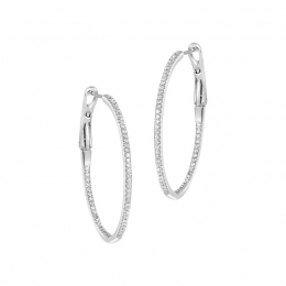 18K White Gold Diamond Hoops Earrings
