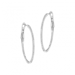 18K White Gold Diamond Hoops Earrings