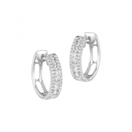 18K White Gold Diamond Pave Huggies Earrings