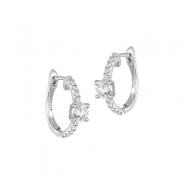 18K White Gold Diamond Huggies