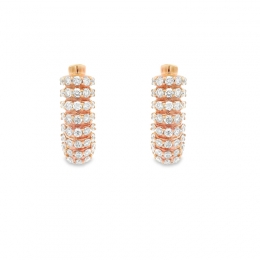 18K Rose Gold Diamond Prong Set Pave Huggie Earrings