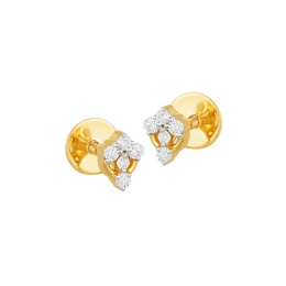 18K Two tone Gold Diamond Arrow Stud Earrings