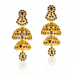 Fancy 3 tier Gold Jhumka Earrings