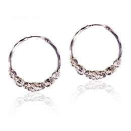 Beaded 18K White Gold Hoop