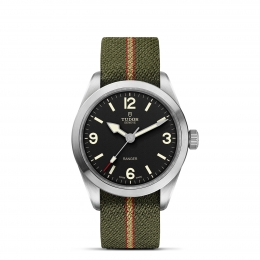 Ranger 39mm steel case Green red and beige fabric strap