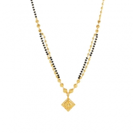 22K Yellow Gold and Black Beaded Mangalsutra Pendant Necklace