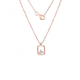 18K Rose Gold Diamond Necklace with 5 Diamonds