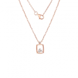 18K Rose Gold Diamond Necklace with 5 Diamonds