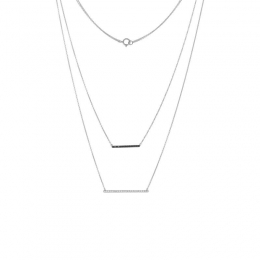 18K White Gold Diamond Necklace 3.10G with 24 Diamonds
