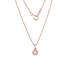 18K Rose Gold Diamond Necklace with 4 Diamonds