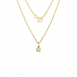 18K Yellow Gold Diamond Necklace with 4 Diamonds