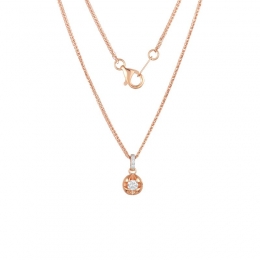 18K Rose Gold Diamond Necklace with 4 Diamonds