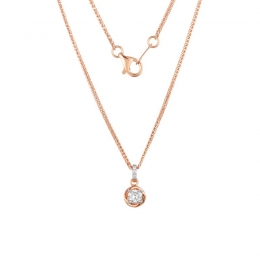 18K Rose Gold Diamond Necklace with 4 Diamonds