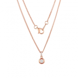 18K Rose Gold Diamond Necklace with 4 Diamonds