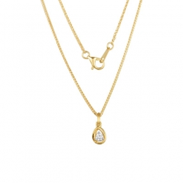 18K Yellow Gold Diamond Necklace with 4 Diamonds