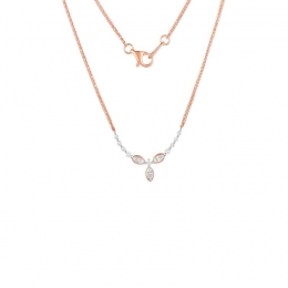 18K Rose Gold Diamond Necklace with 9 Diamonds