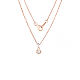 18K Rose Gold Diamond Necklace with 4 Diamonds