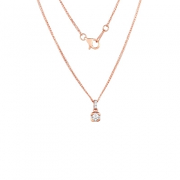 18K Rose Gold Diamond Necklace with 4 Diamonds