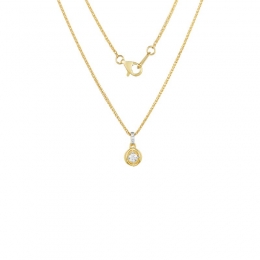 18K Yellow Gold Diamond Necklace with 4 Diamonds