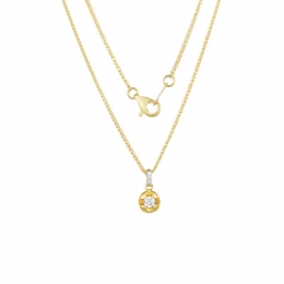 18K Yellow Gold Diamond Necklace with 4 Diamonds