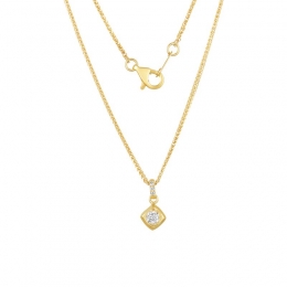 18K Yellow Gold Diamond Necklace with 4 Diamonds