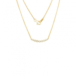 18K Yellow Gold Diamond Necklace with 7 Diamonds