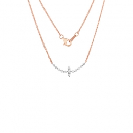 18K Rose Gold Diamond Necklace with 13 Diamonds