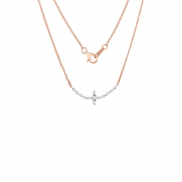 18K Rose Gold Diamond Necklace with 13 Diamonds