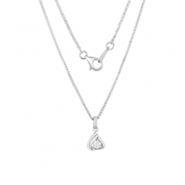 18K White Gold Diamond Necklace with 4 Diamonds