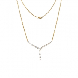 18K Yellow Gold Diamond Necklace with 18ROU
